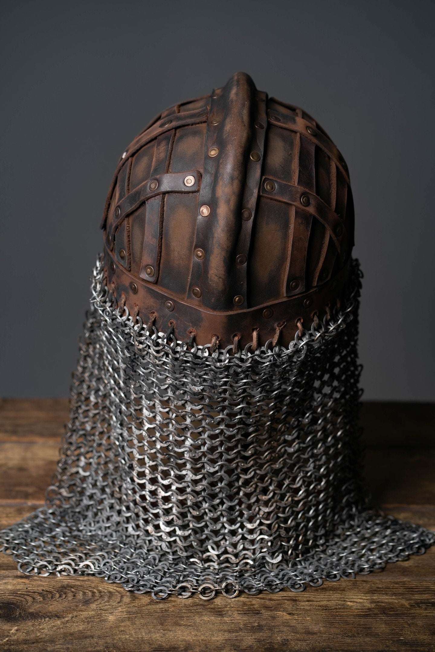 Viking vendel leather helmet - SokolArmory