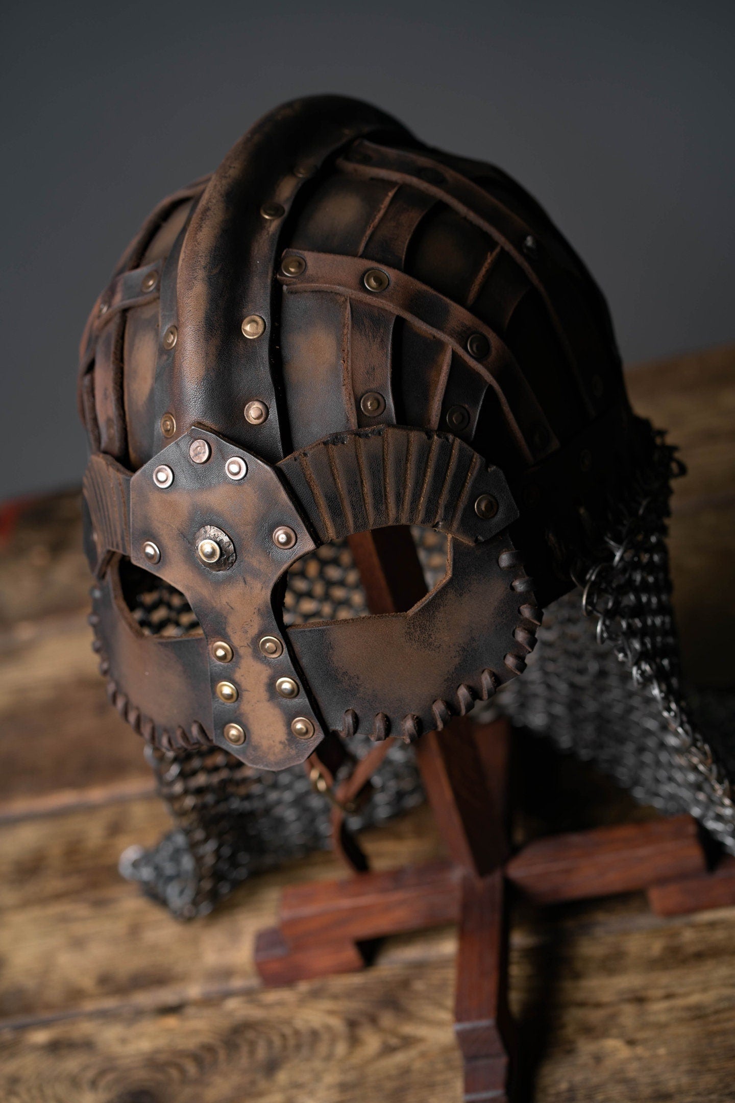Viking vendel leather helmet - SokolArmory