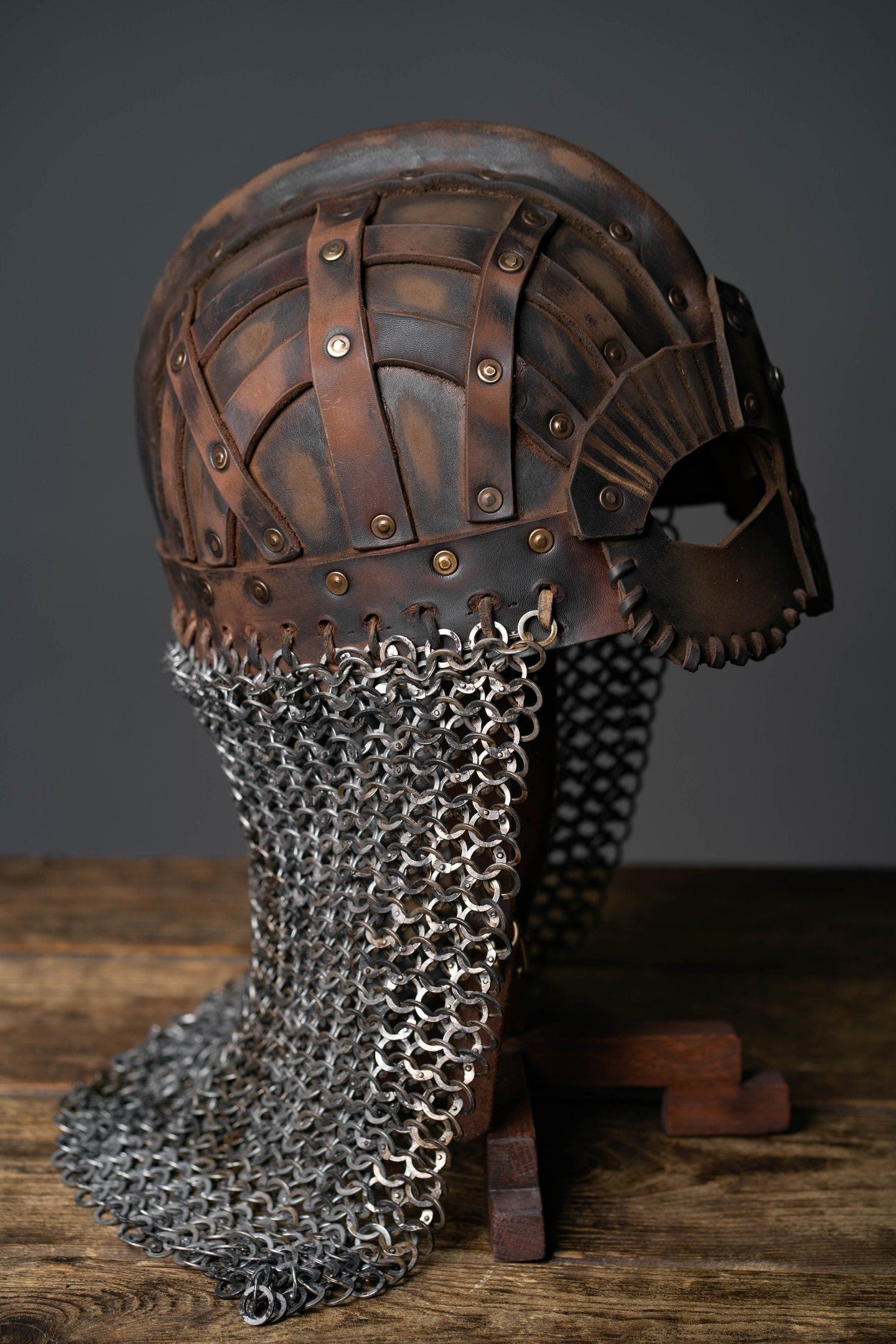 Viking vendel leather helmet - SokolArmory