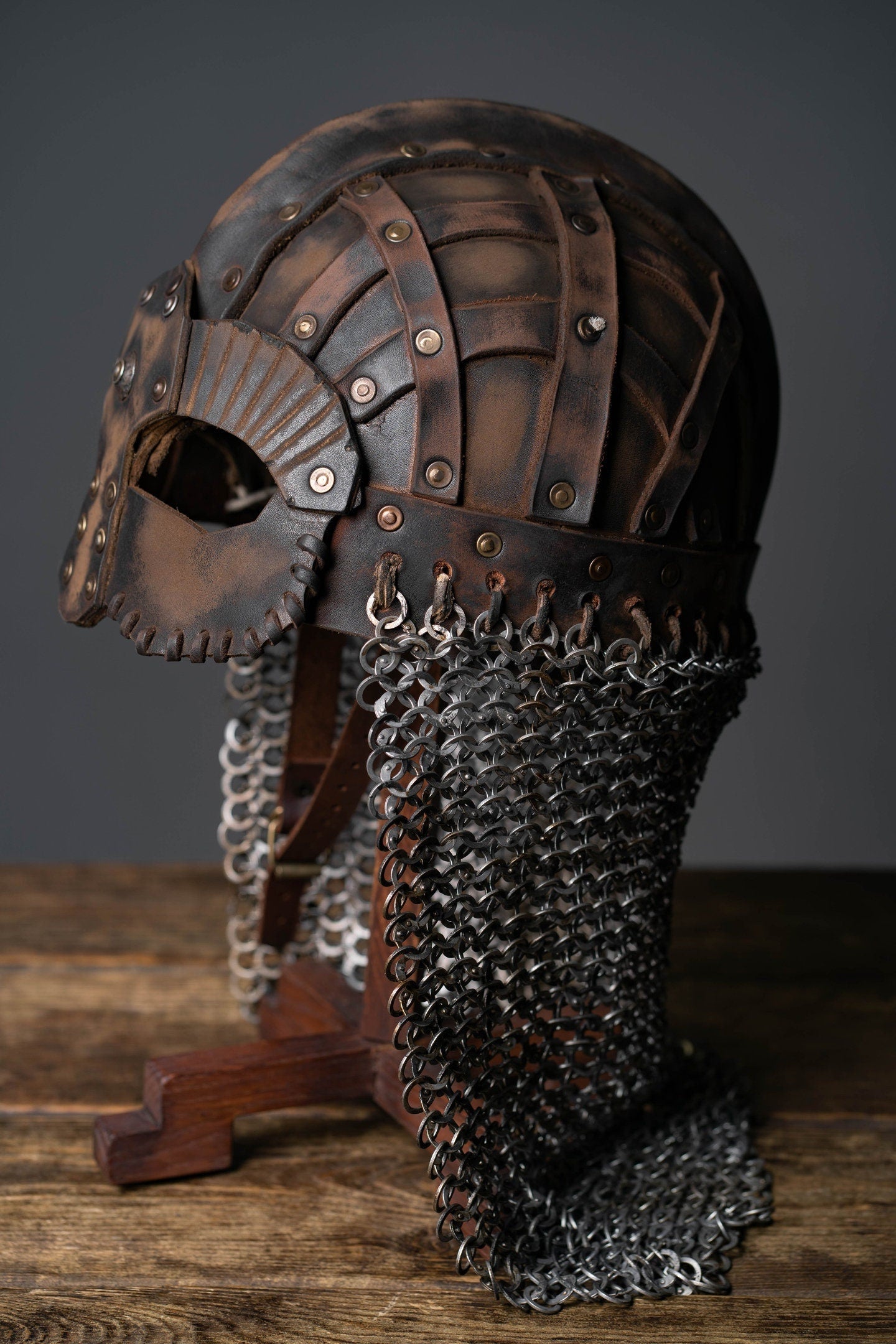 Viking vendel leather helmet - SokolArmory
