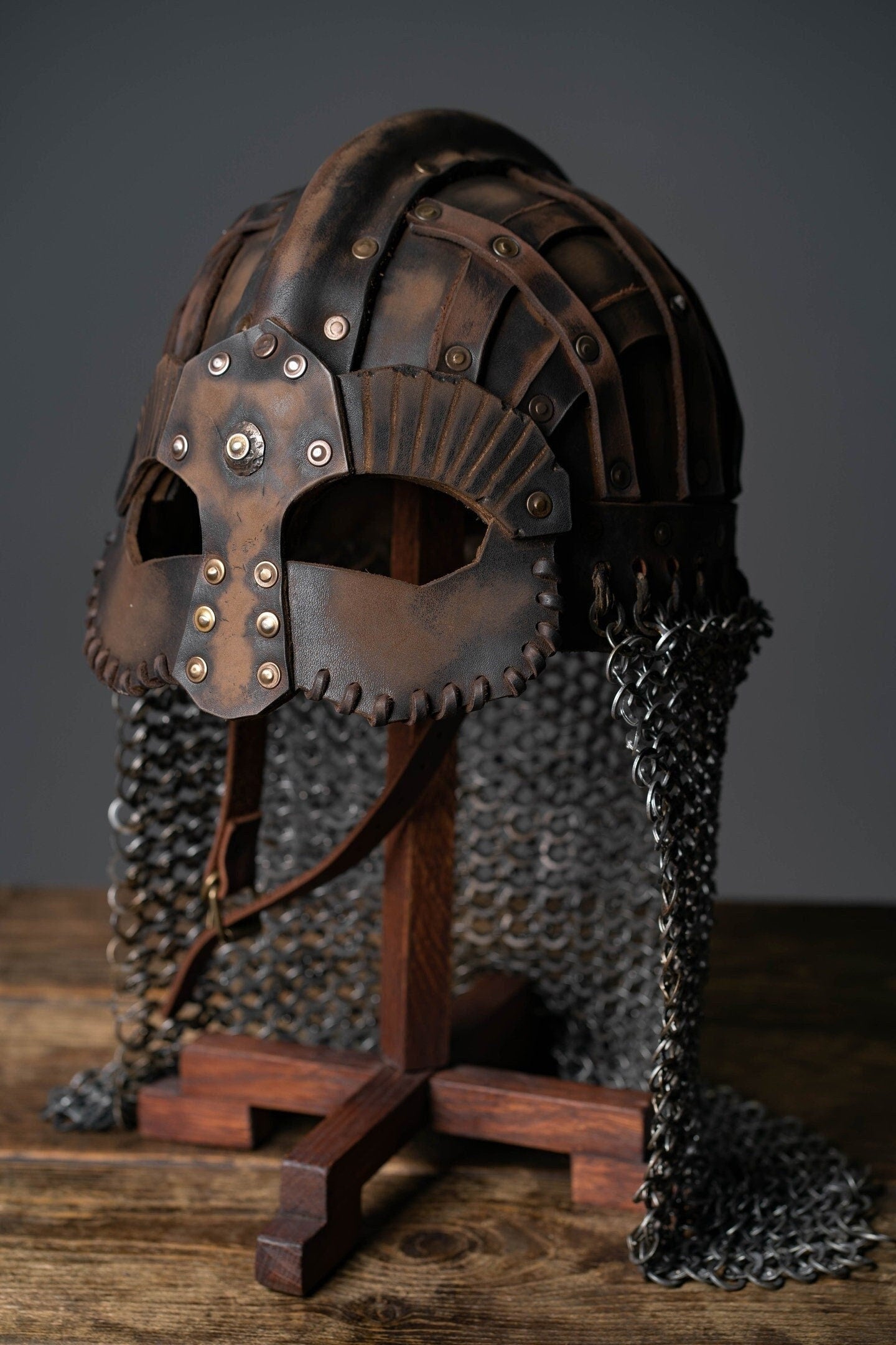 Viking vendel leather helmet - SokolArmory