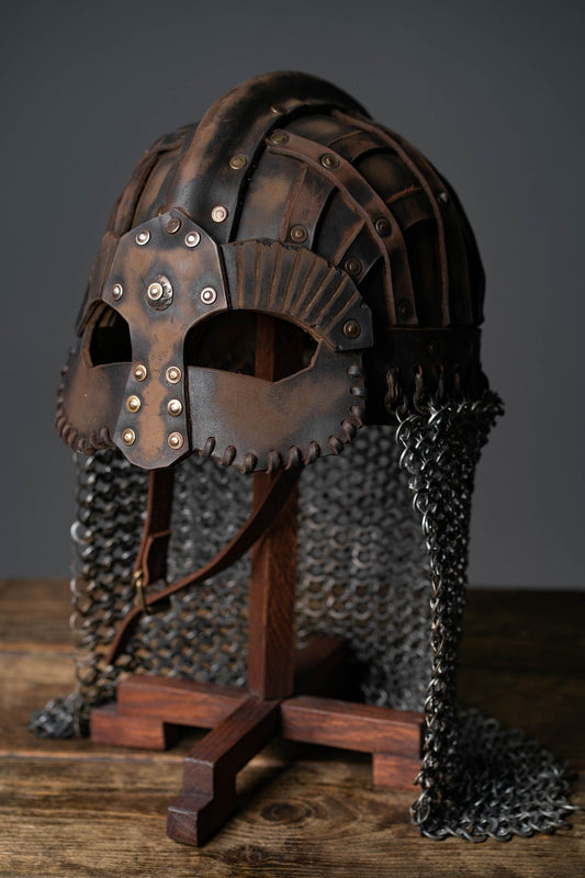 Viking vendel leather helmet - SokolArmory