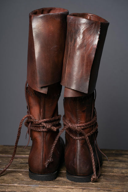 Red High Leather Boots "Aragorn" - SokolArmory