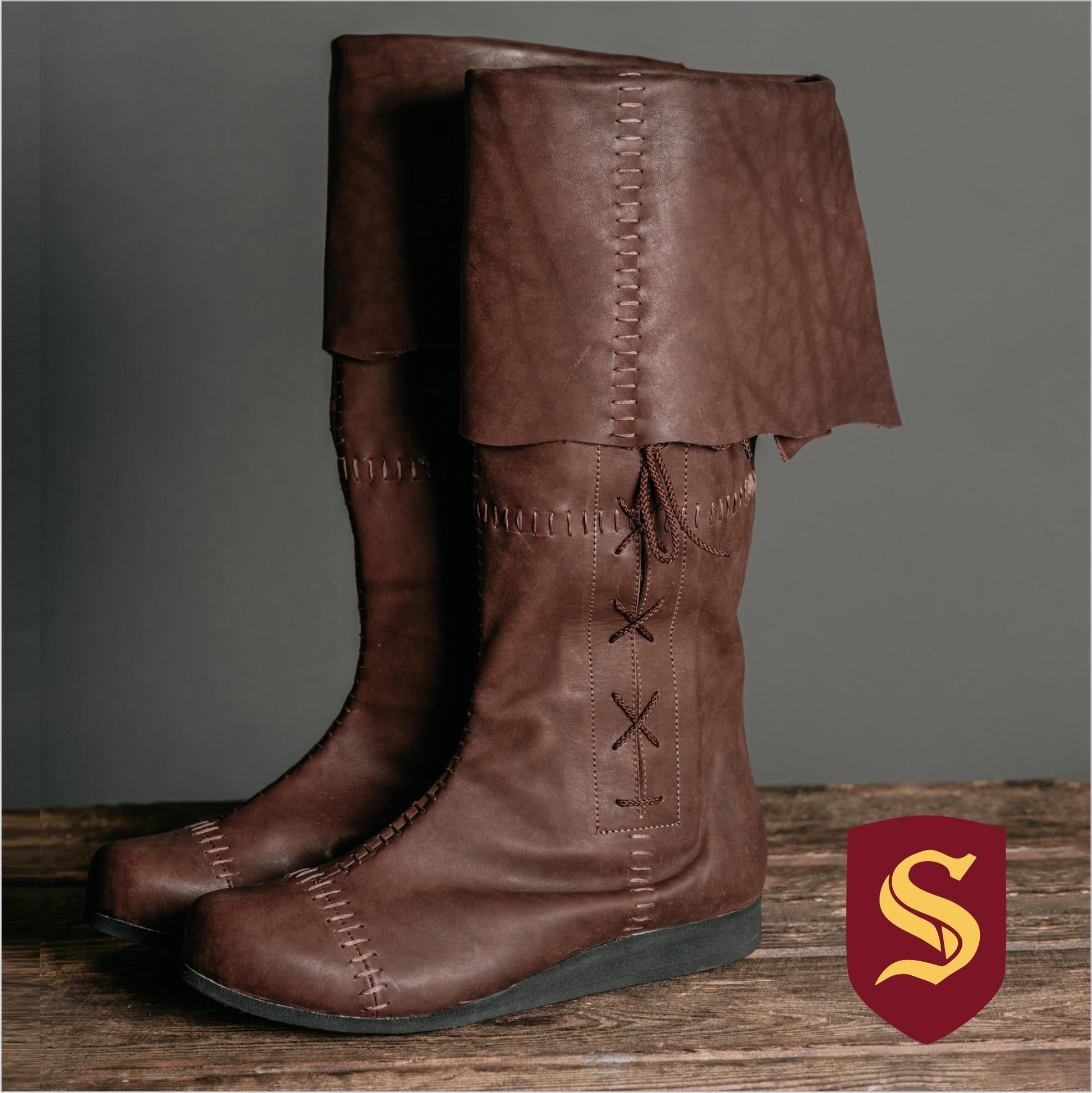 Brown High Leather Boots "Aragorn" - SokolArmory