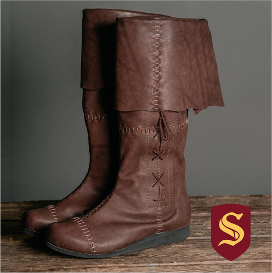Brown High Leather Boots "Aragorn" - SokolArmory