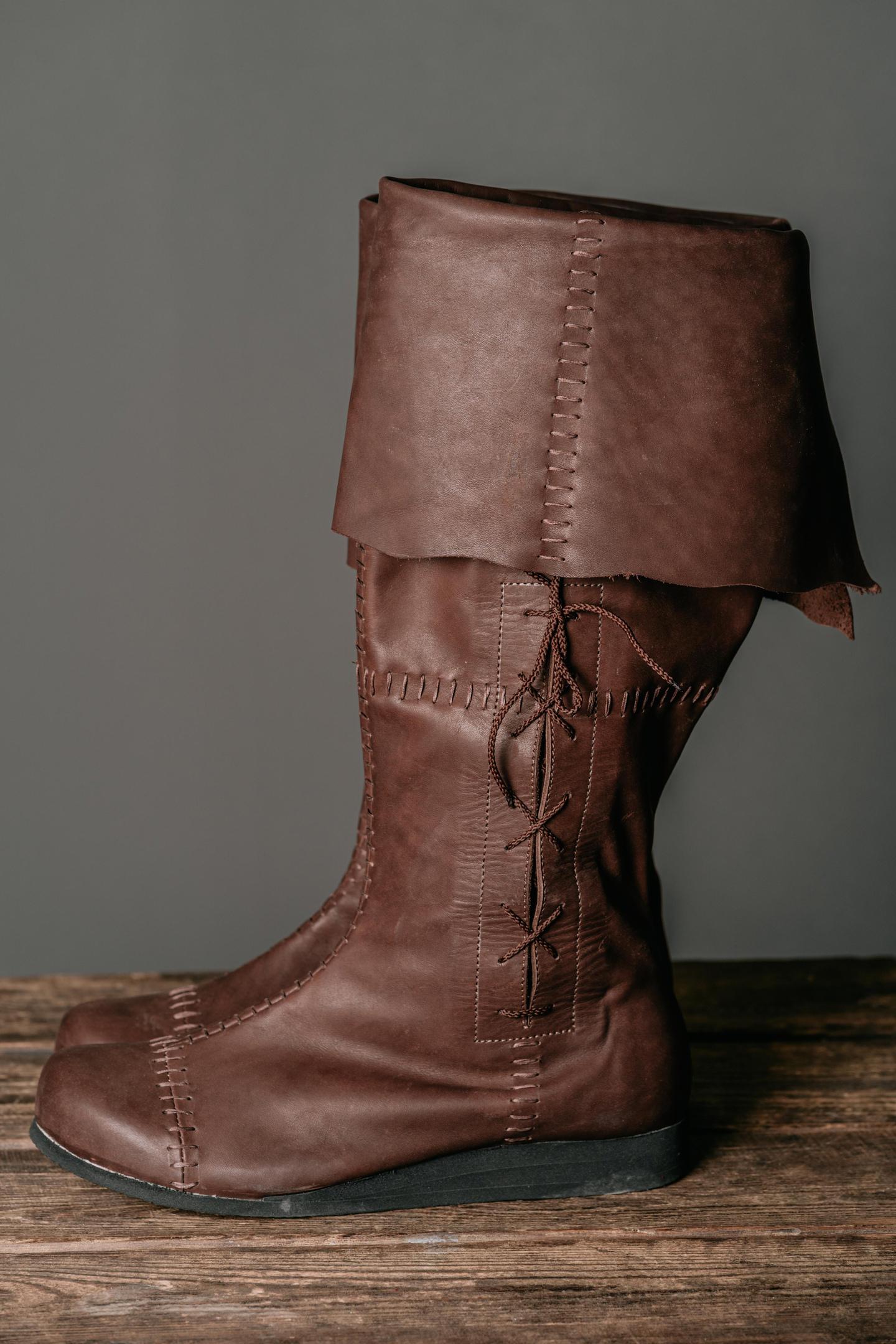 Brown High Leather Boots "Aragorn" - SokolArmory