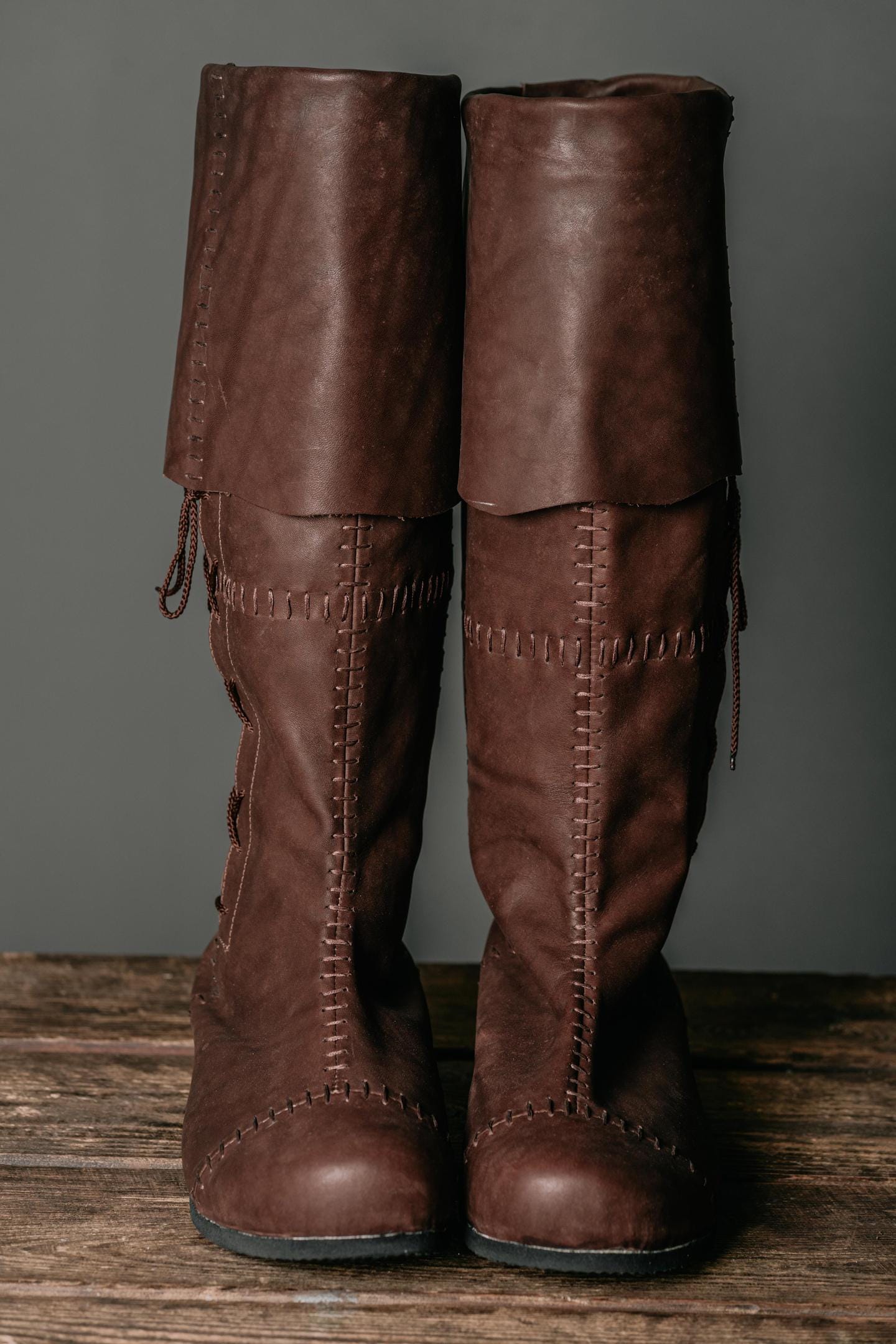 Brown High Leather Boots "Aragorn" - SokolArmory