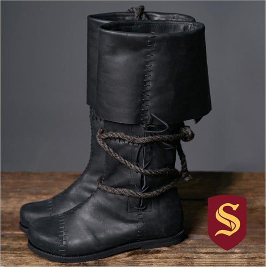 Black High Leather Boots "Aragorn" - SokolArmory
