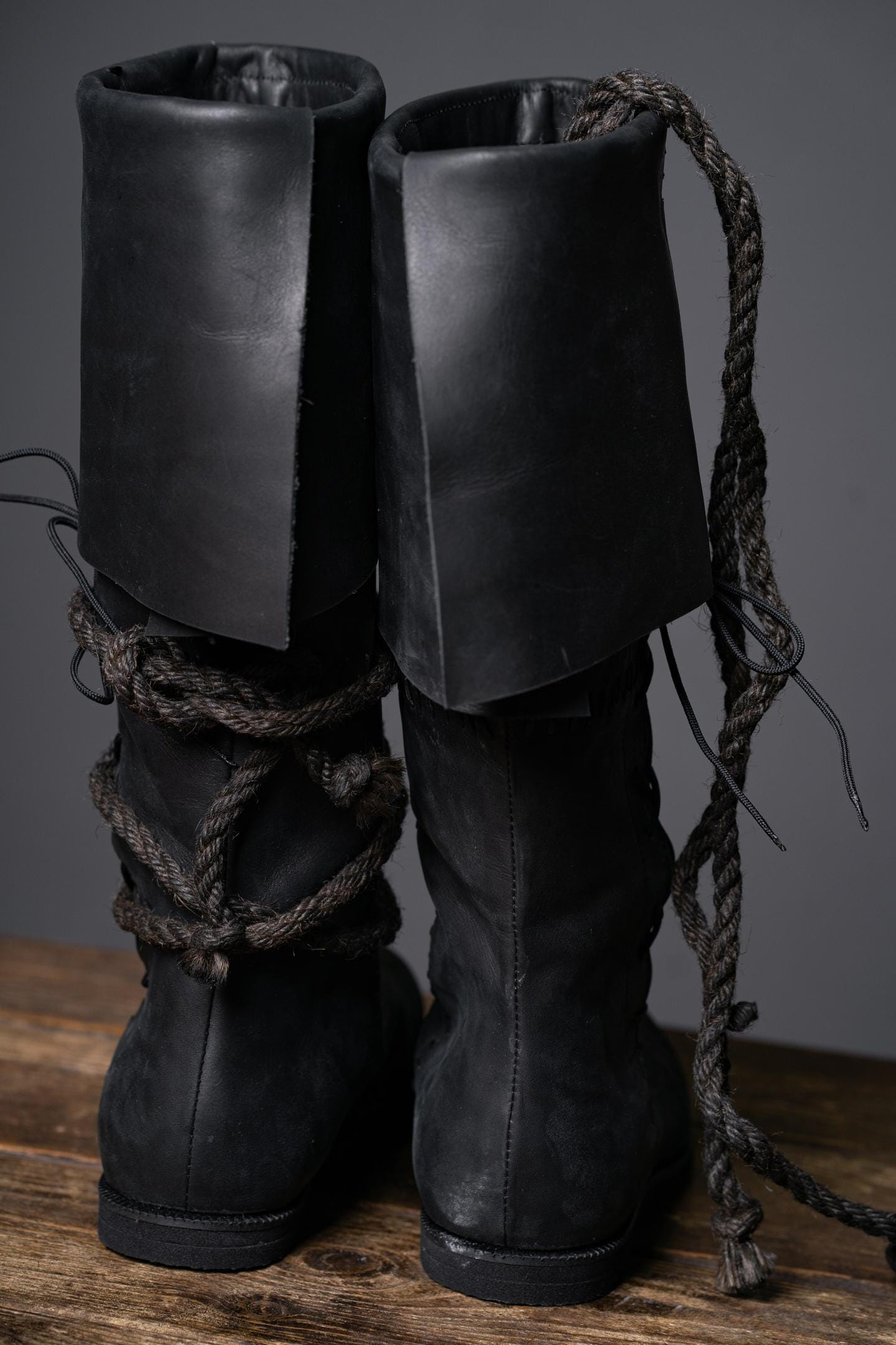Black High Leather Boots "Aragorn" - SokolArmory
