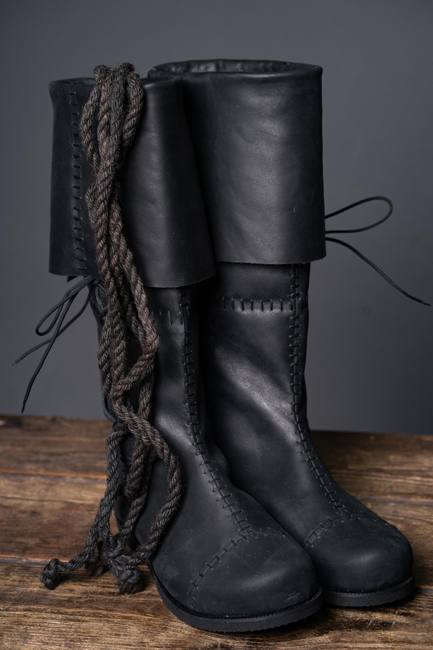 Black High Leather Boots "Aragorn" - SokolArmory