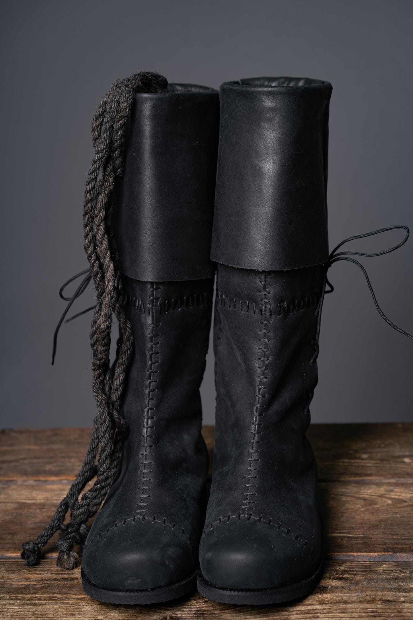 Black High Leather Boots "Aragorn" - SokolArmory