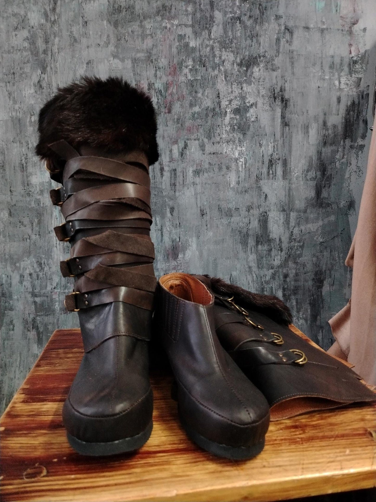 Assassian Black Boots with fur / boots set - SokolArmory