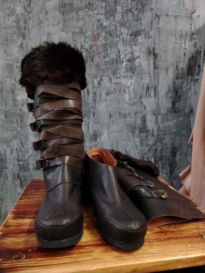 Assassian Black Boots with fur / boots set - SokolArmory