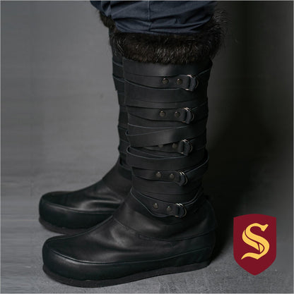 Assassian Black Boots with fur / boots set - SokolArmory