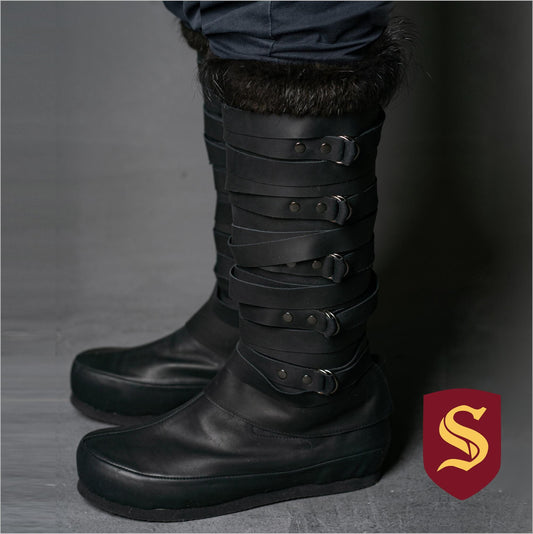 Assassian Black Boots with fur / boots set - SokolArmory