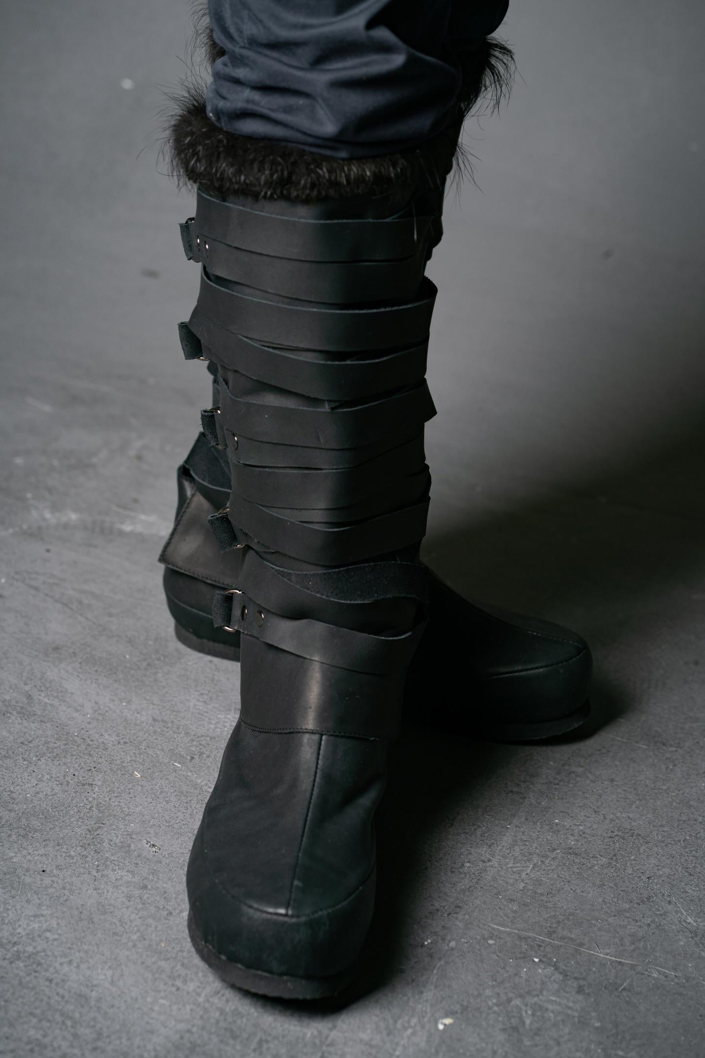 Assassian Black Boots with fur / boots set - SokolArmory