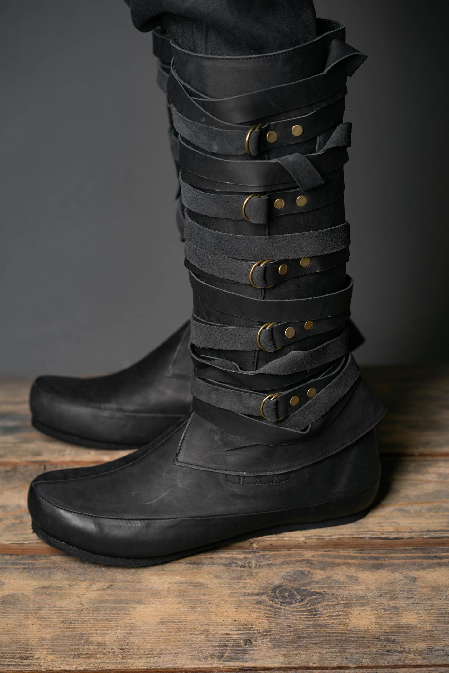 Black High Leather Boots "Assassin" - SokolArmory