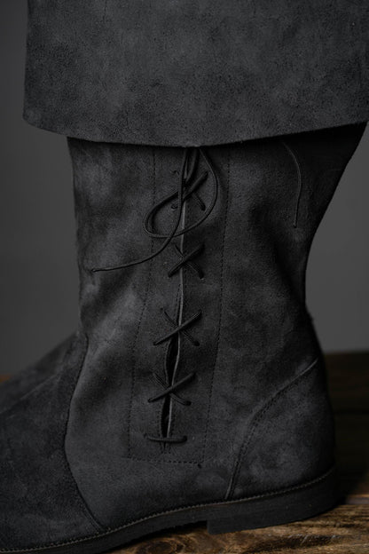 Medieval Black Suede Boots "Ranger" - SokolArmory