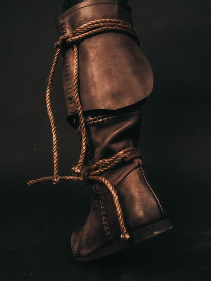 Brown High Leather Boots "Aragorn" - SokolArmory
