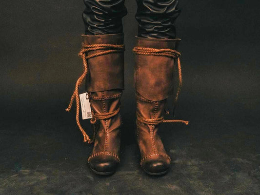 Brown High Leather Boots "Aragorn" - SokolArmory