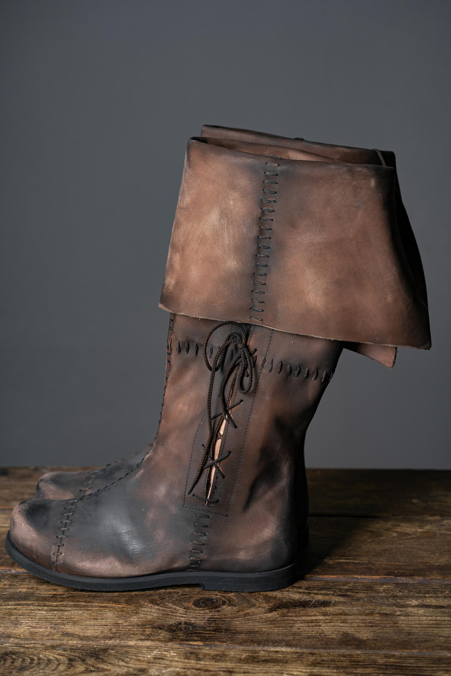 Brown High Leather Boots "Aragorn" - SokolArmory