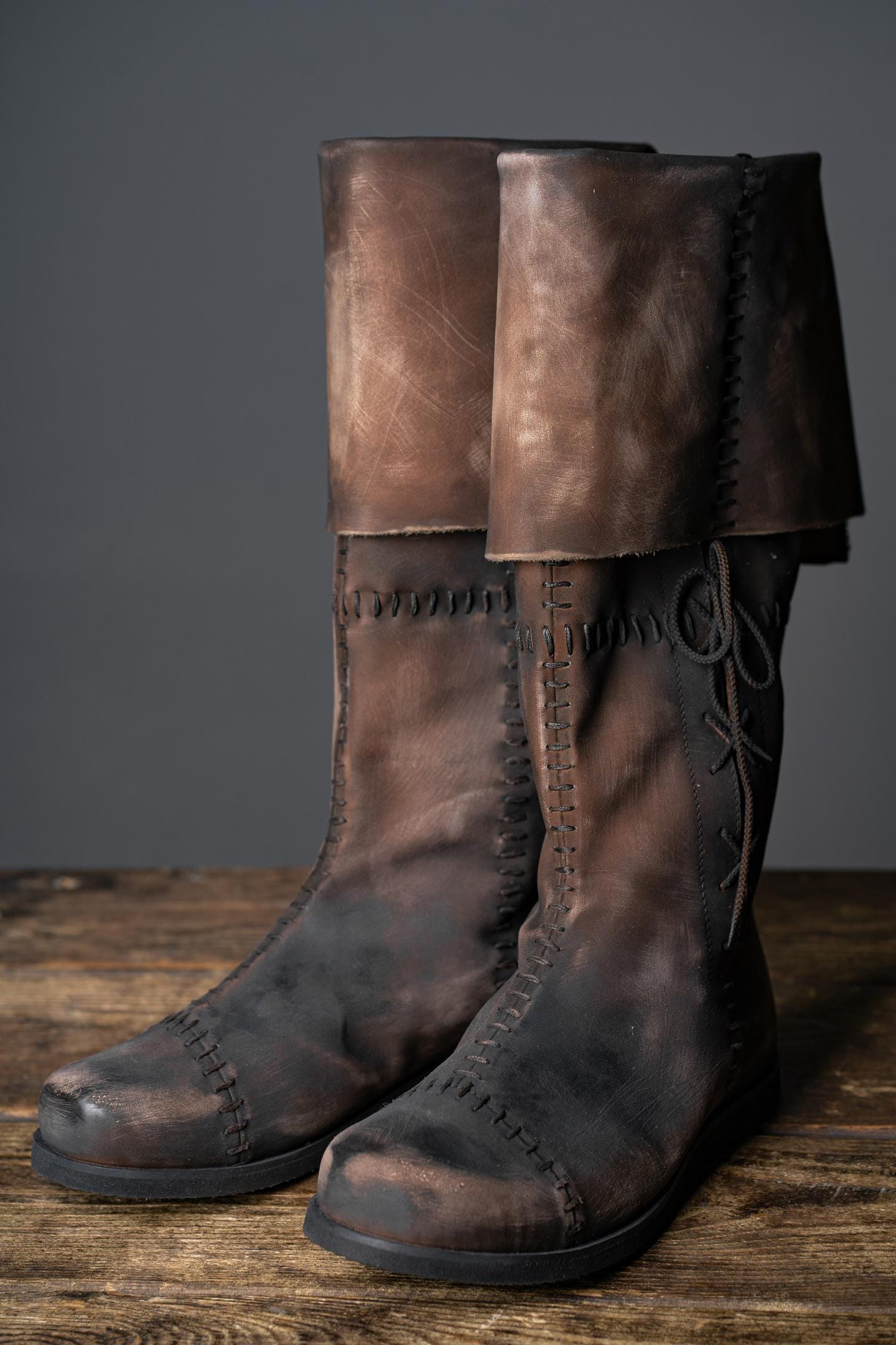 Brown High Leather Boots "Aragorn" - SokolArmory