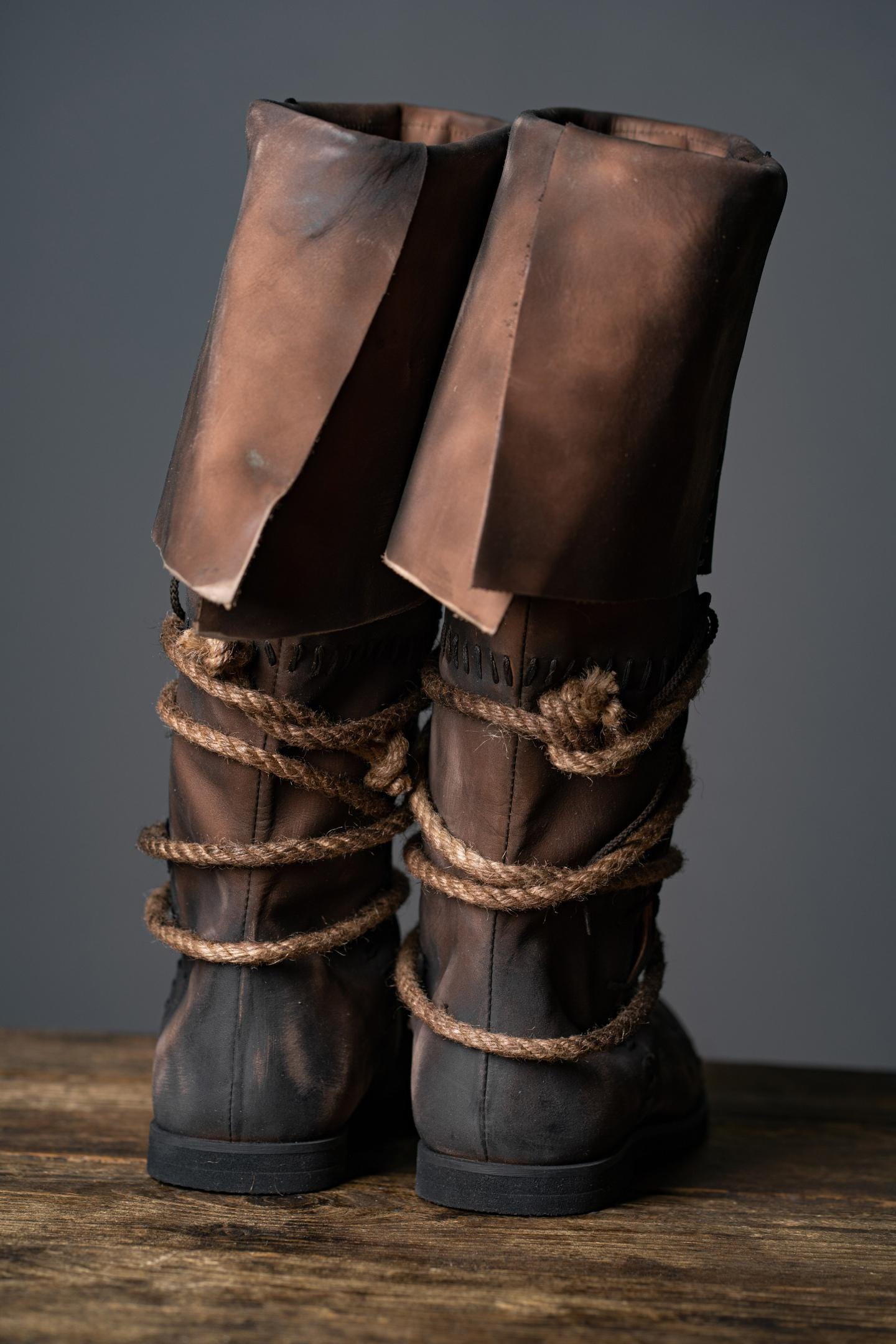 Brown High Leather Boots "Aragorn" - SokolArmory