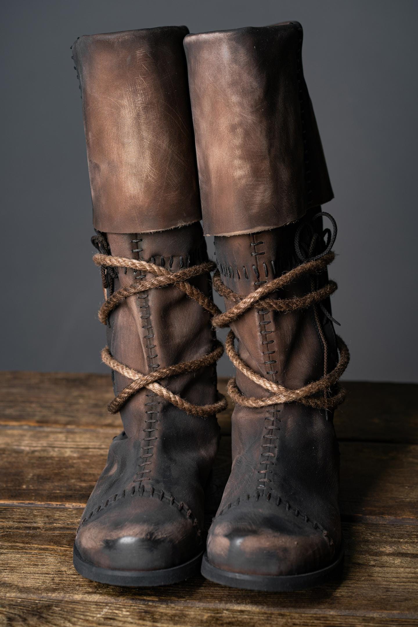 Brown High Leather Boots "Aragorn" - SokolArmory