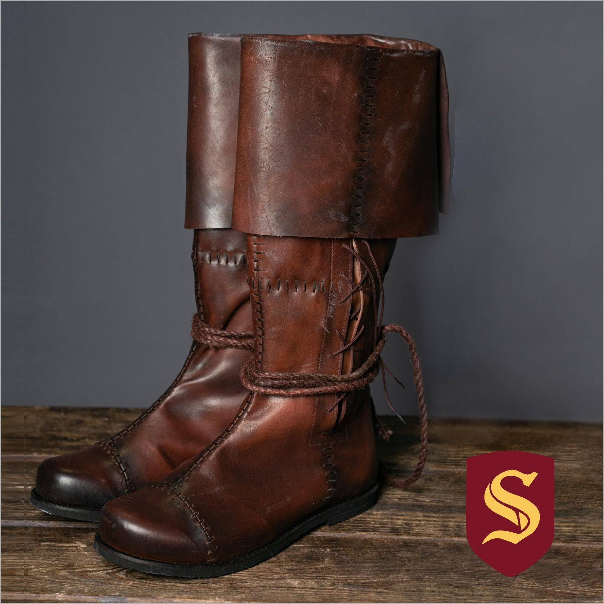 Red High Leather Boots "Aragorn" - SokolArmory