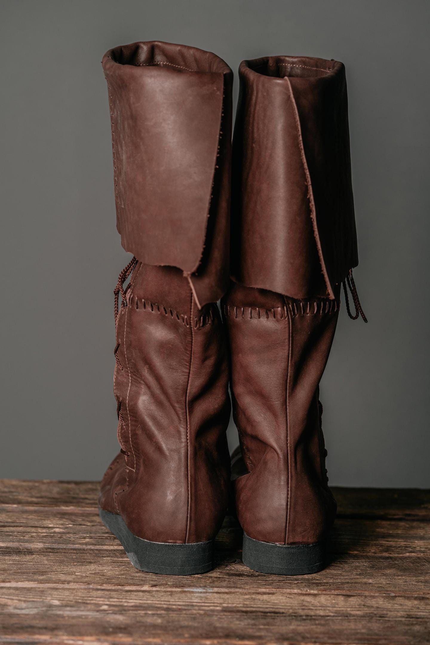 Brown High Leather Boots "Aragorn" - SokolArmory