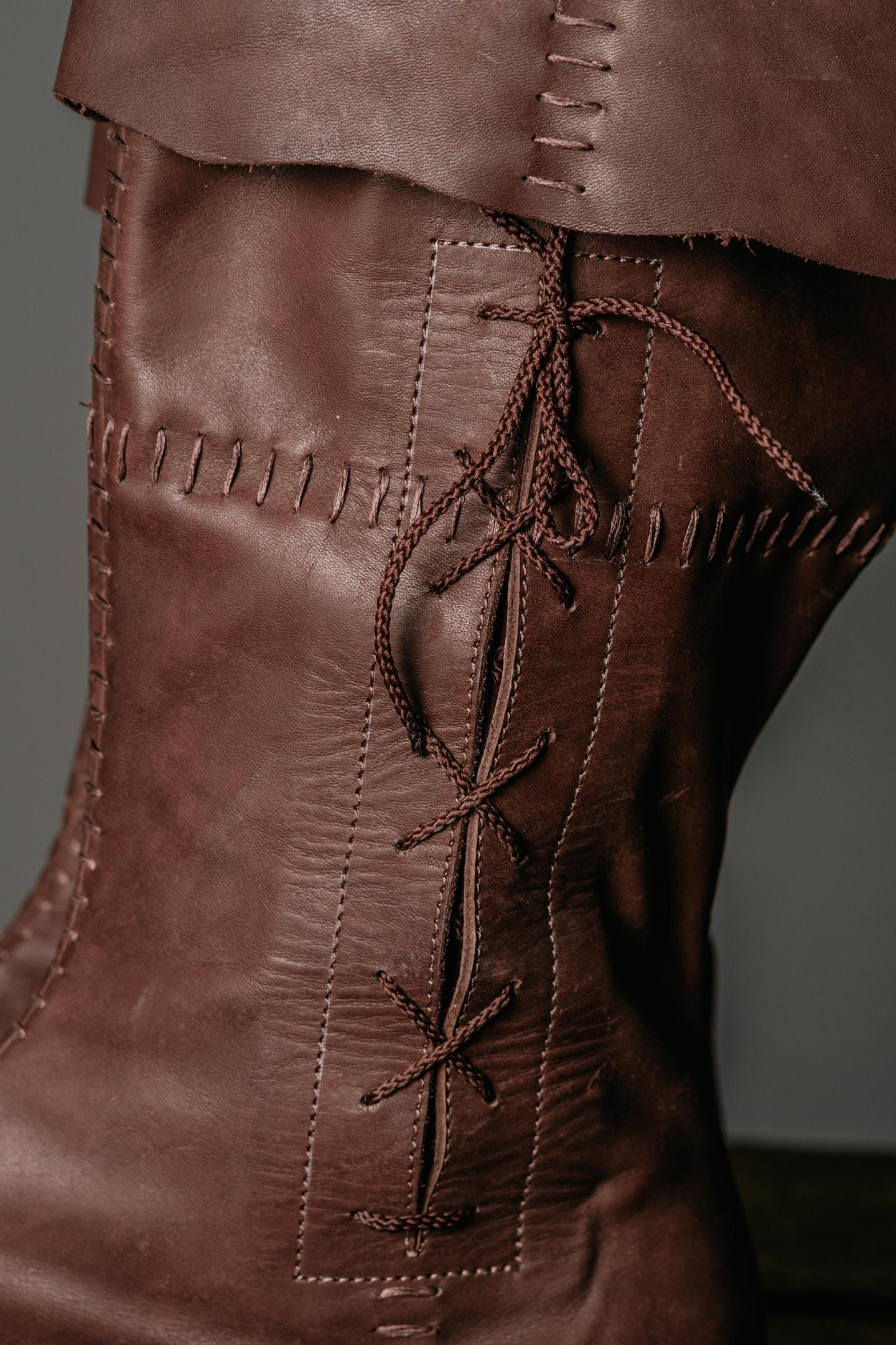 Brown High Leather Boots "Aragorn" - SokolArmory
