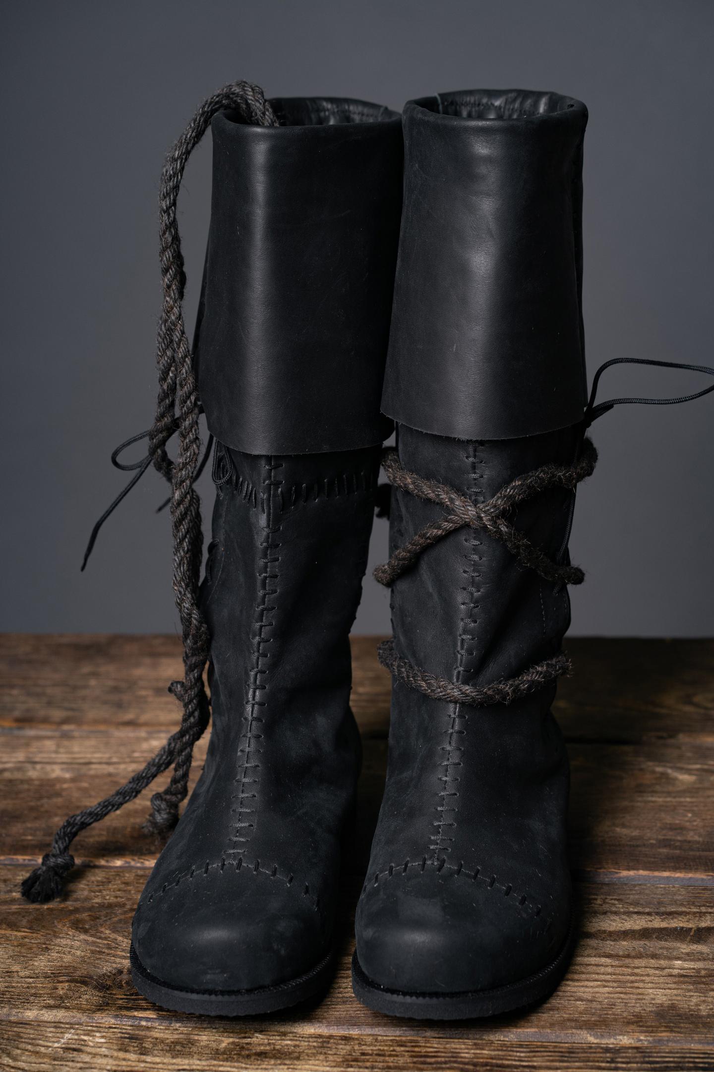 Black High Leather Boots "Aragorn" - SokolArmory