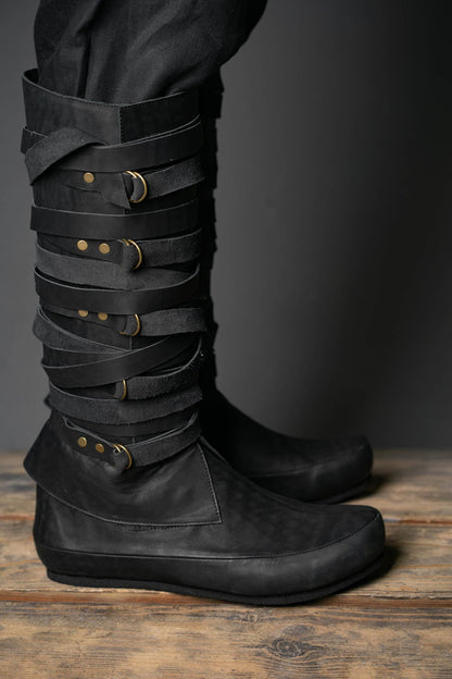 Black High Leather Boots "Assassin" - SokolArmory