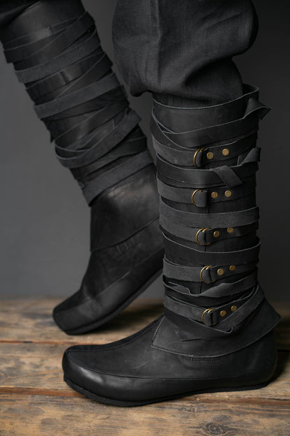 Black High Leather Boots "Assassin" - SokolArmory