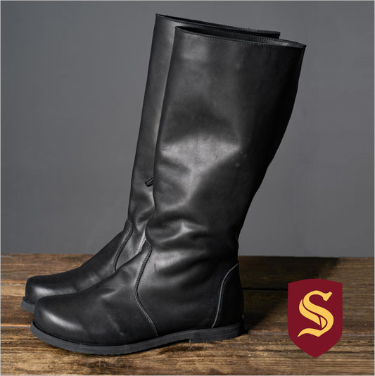 Black High Leather Boots "Ragnar" - SokolArmory