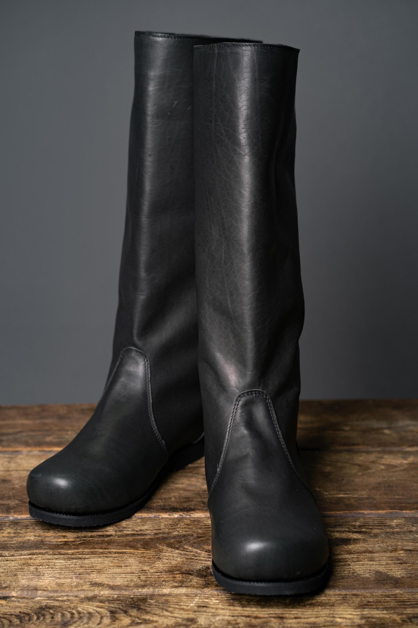 Black High Leather Boots "Ragnar" - SokolArmory