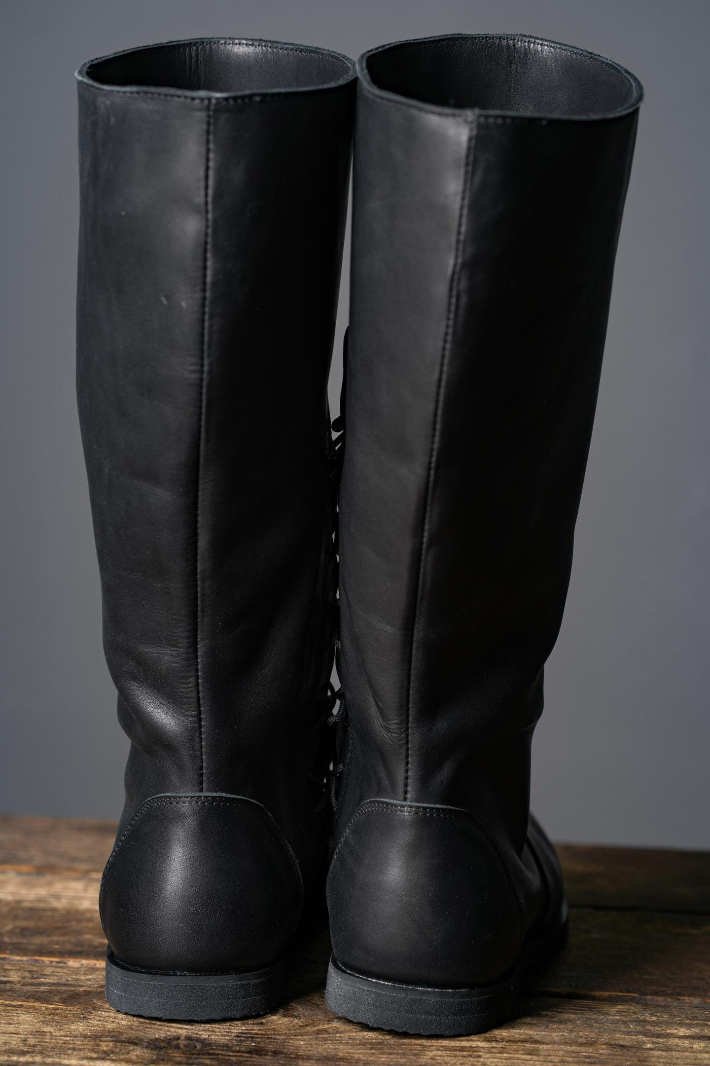 Black High Leather Boots "Ragnar" - SokolArmory