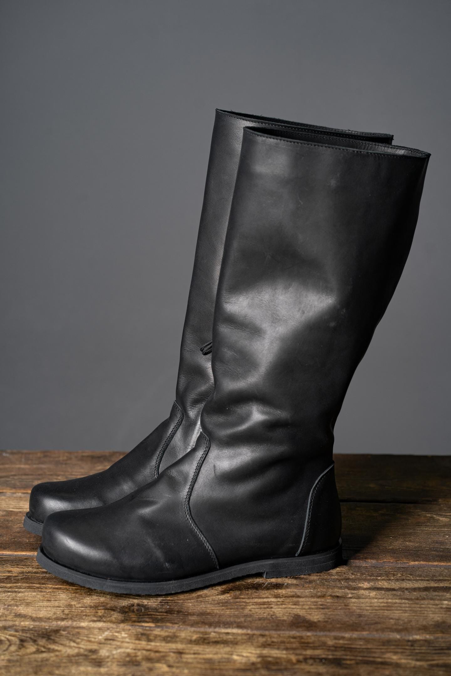 Black High Leather Boots "Ragnar" - SokolArmory