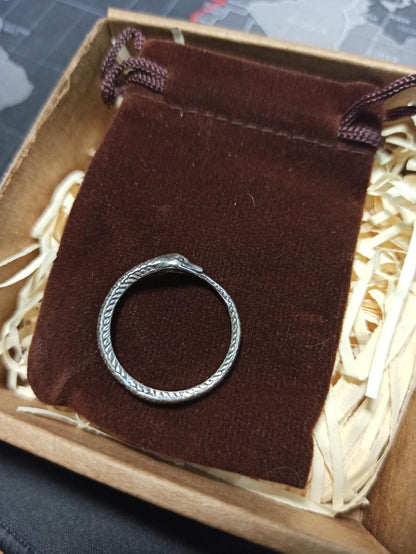 Ouroboros Snake Silver Ring - SokolArmory