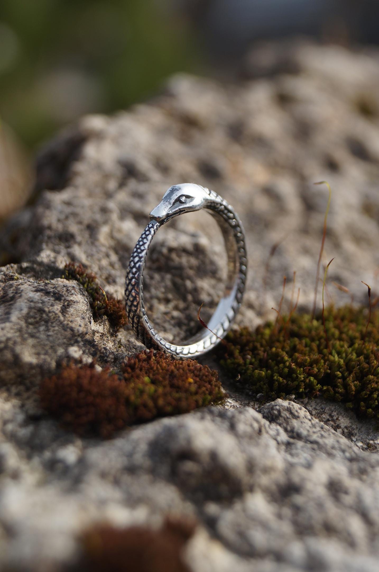 Ouroboros Snake Silver Ring - SokolArmory