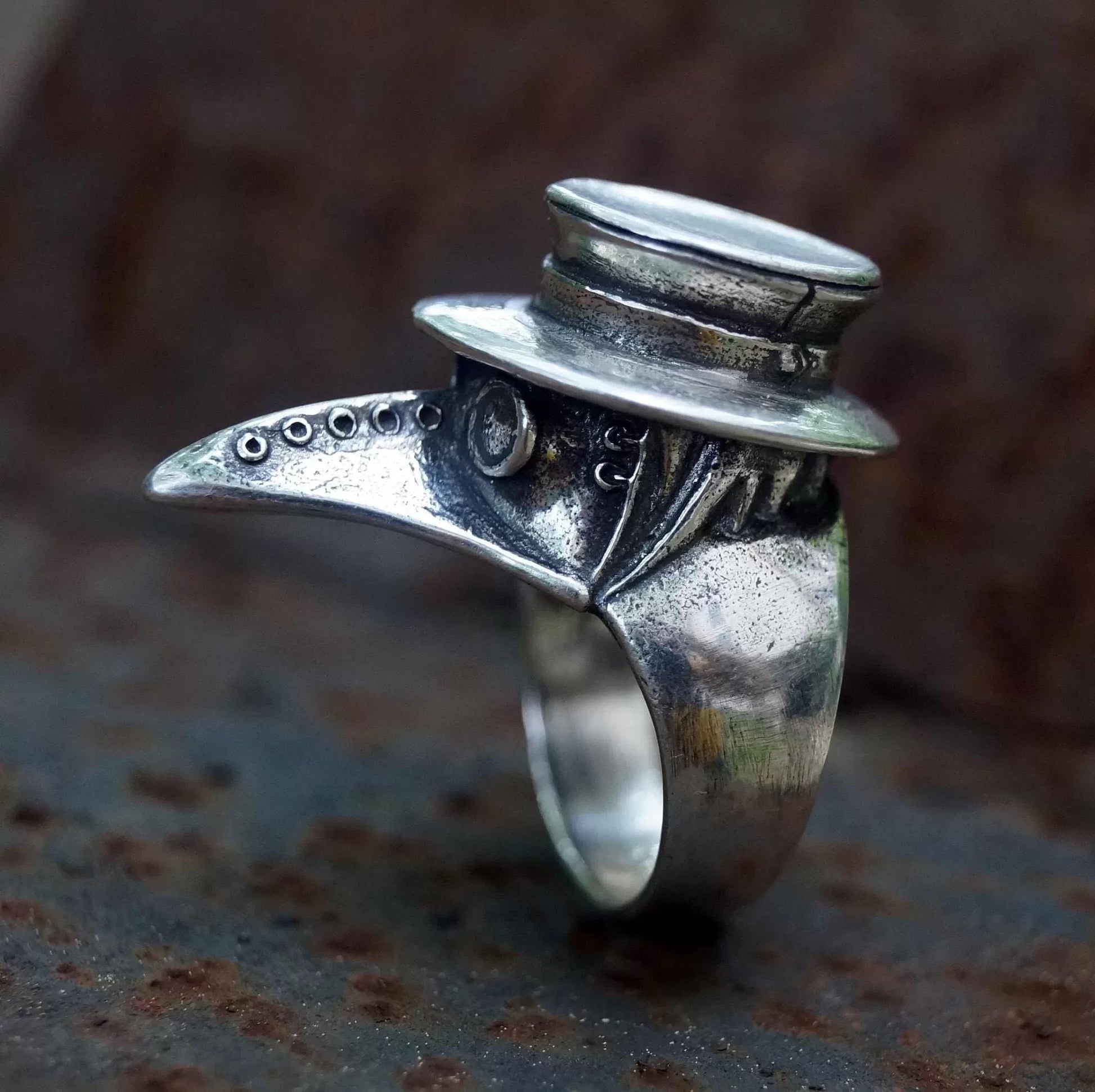 Plague doctor ring plague mask jewelry ring - SokolArmory