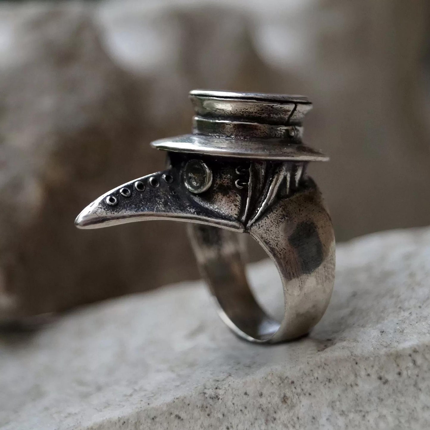 Plague doctor ring plague mask jewelry ring - SokolArmory