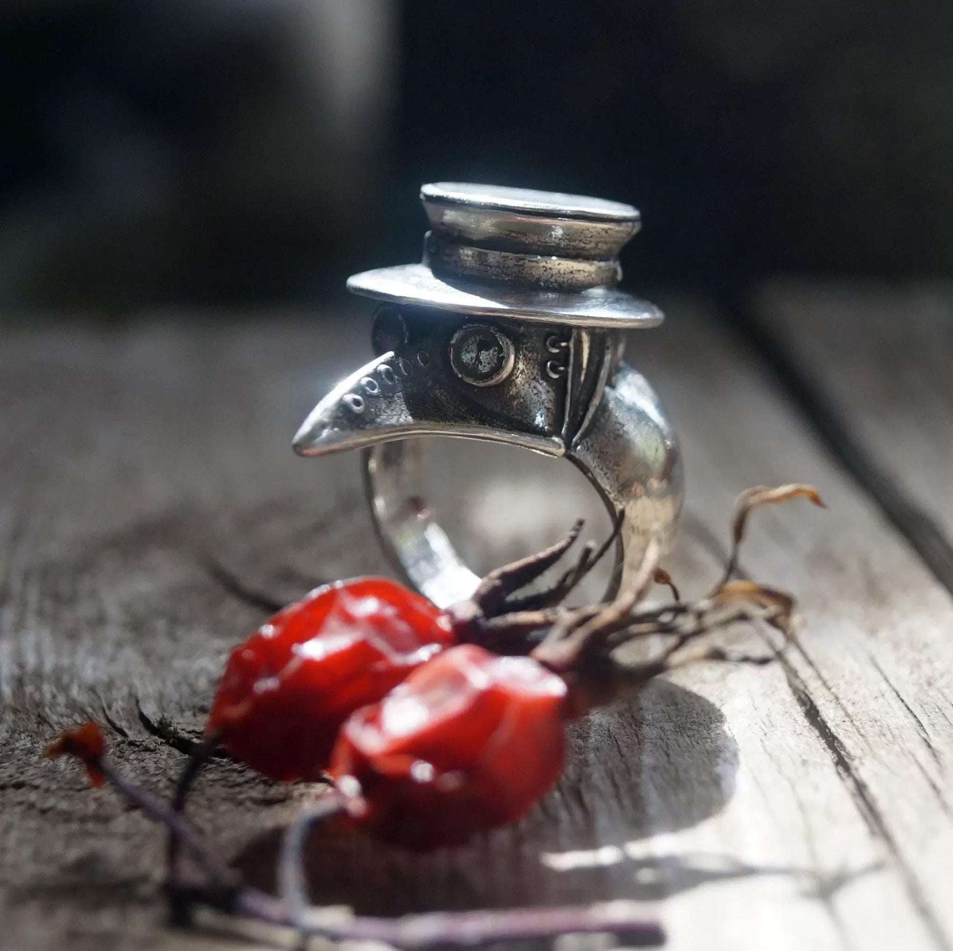 Plague doctor ring plague mask jewelry ring - SokolArmory