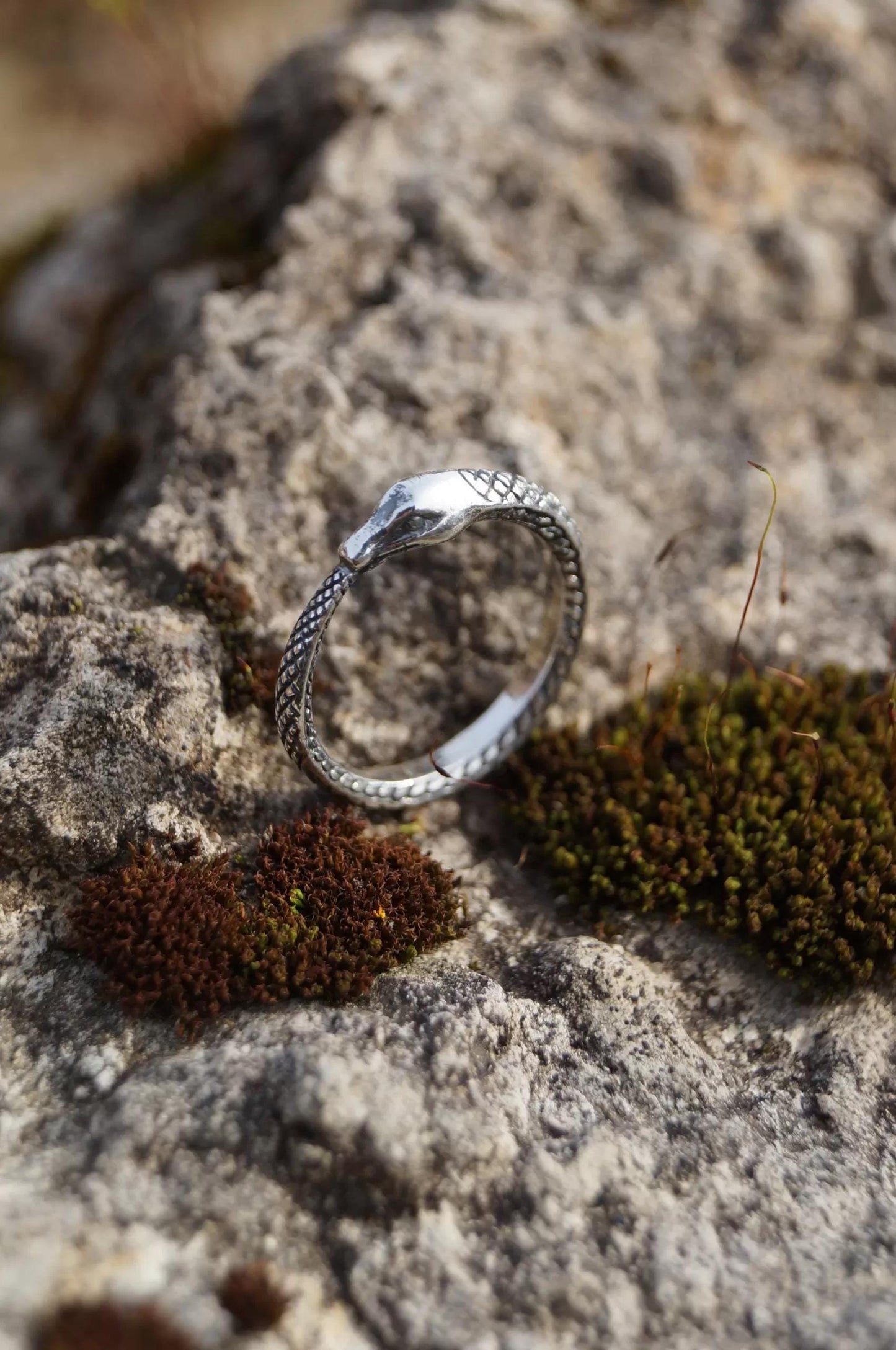 Ouroboros Snake Silver Ring - SokolArmory