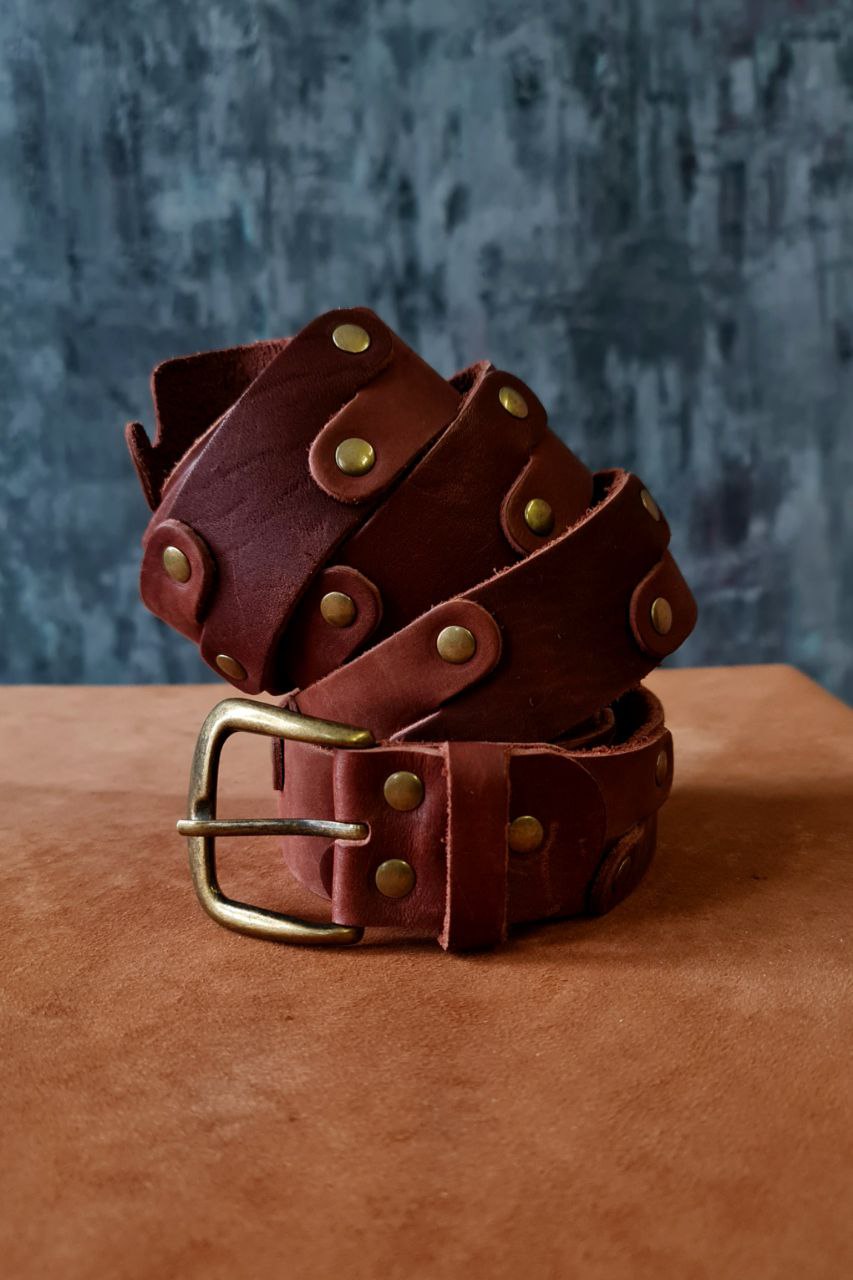 Men's brown belt "Dragon Scale" - SokolArmory