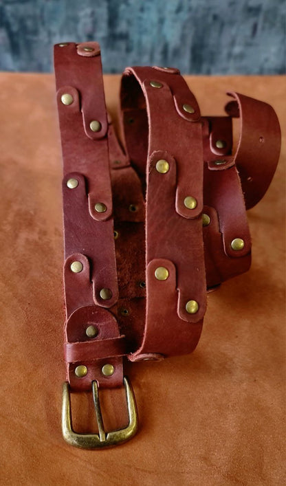 Men's brown belt "Dragon Scale" - SokolArmory