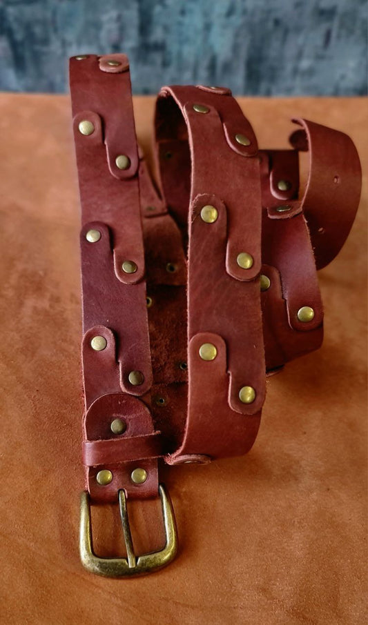 Men's brown belt "Dragon Scale" - SokolArmory