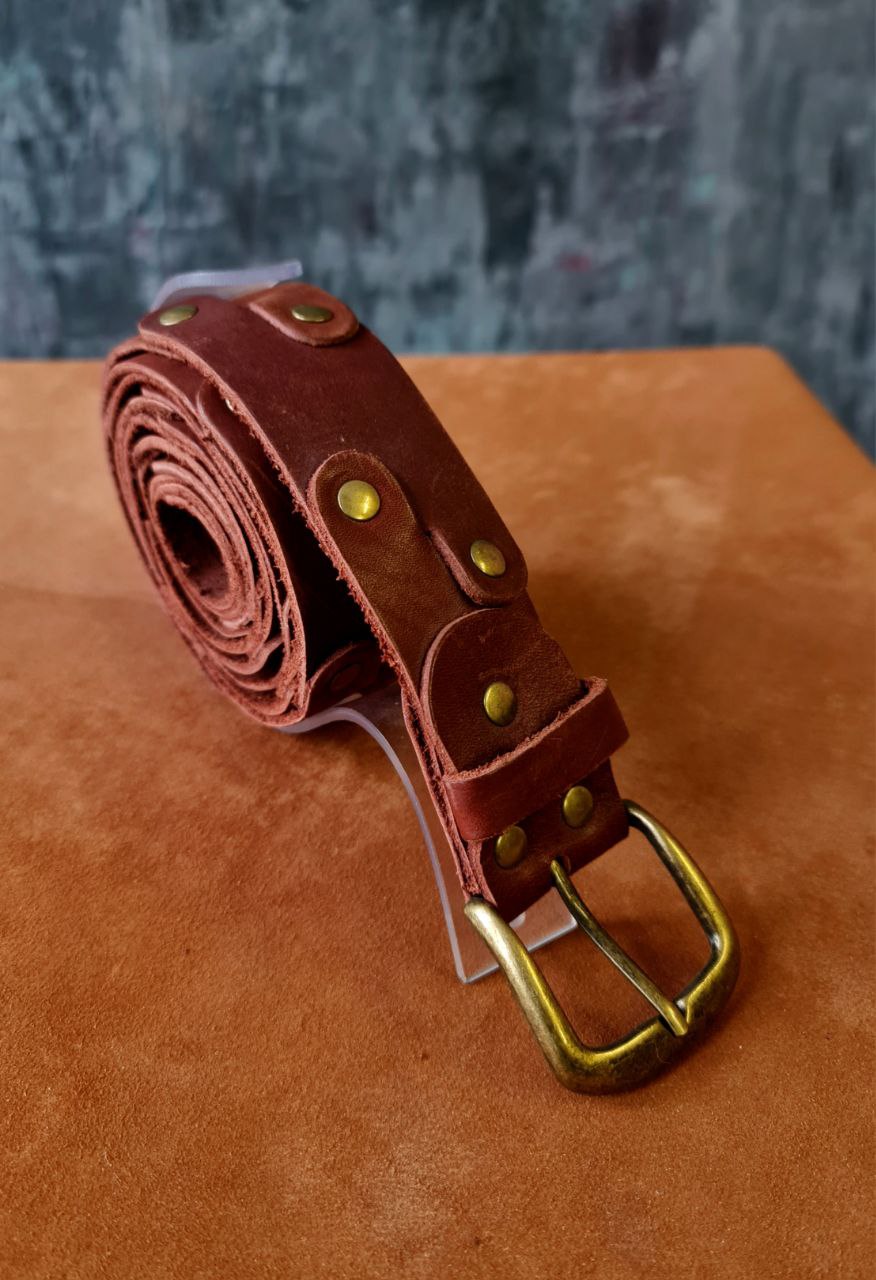 Men's brown belt "Dragon Scale" - SokolArmory