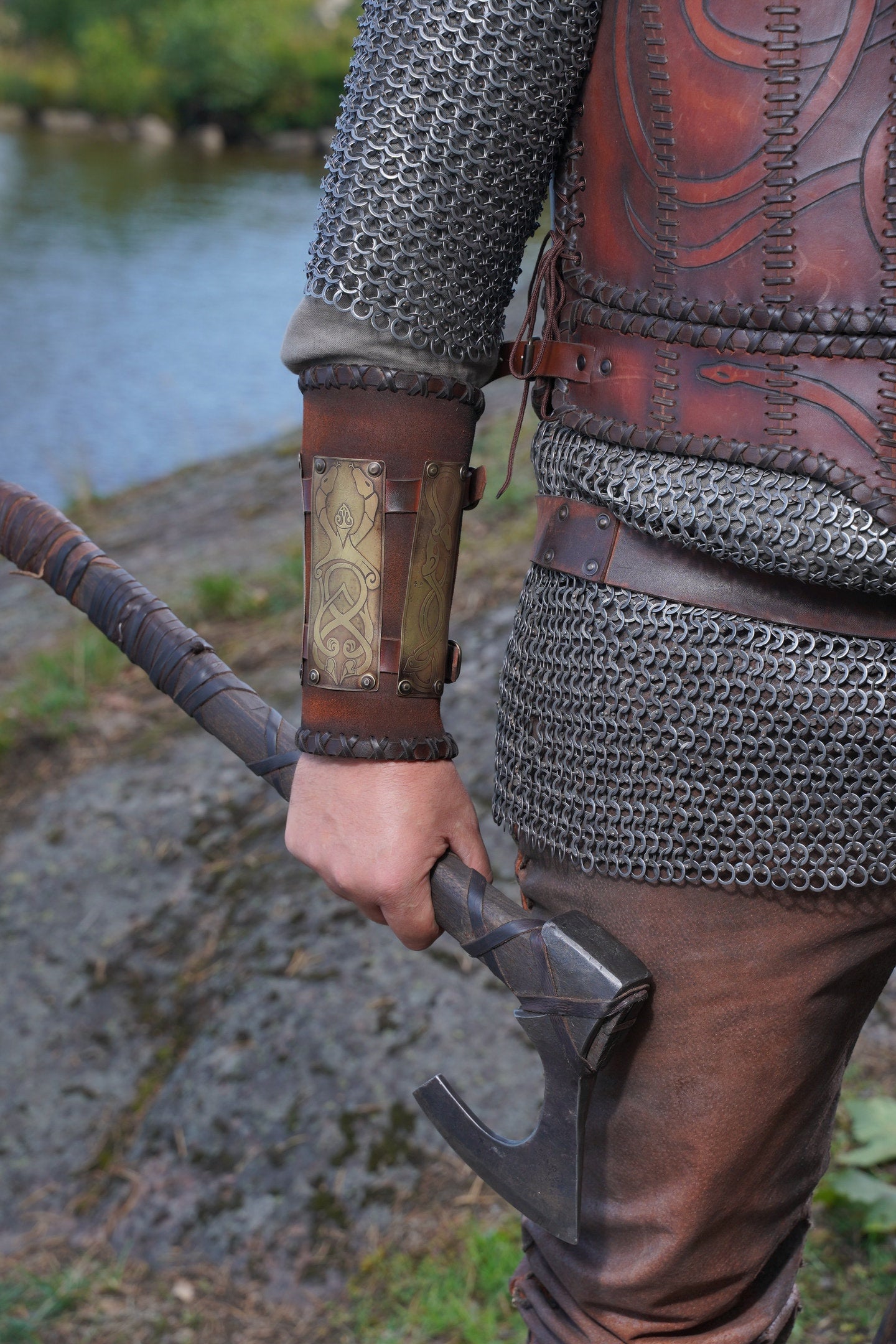 Viking Dragon Lamellar Bracers – Outcast Props