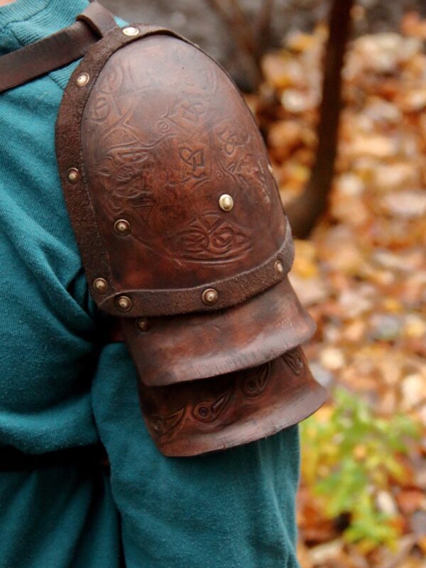 Viking leather shoulder armor